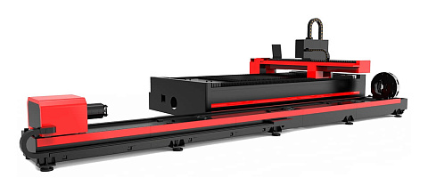 Оптоволоконная установка лазерного раскроя с модулем для обработки труб модель LX